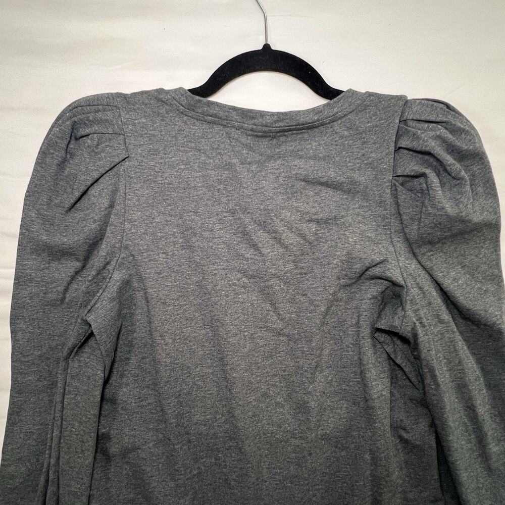 English Factory Top Size S Dark Gray Puff Long Sleeves Scoop Neck 100% Cotton - Picture 9 of 12